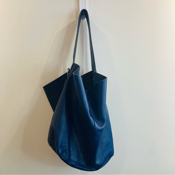 L CREDI Leather Slouchy Boho Bohemian No Strap Shoulder Bag  Tote Purse - Picture 3 of 11